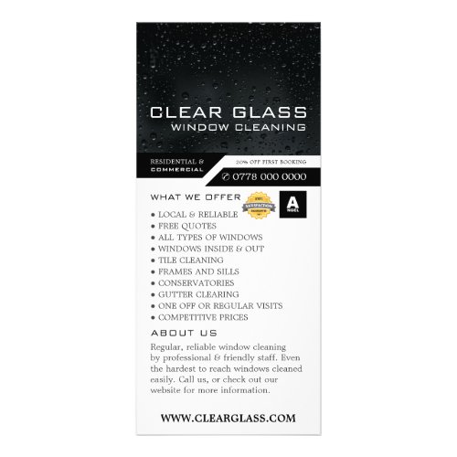 Window at Night Cleaning Service Price List Rack Card