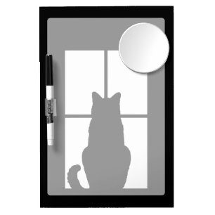 Window Black Cat Click to Customize a color decor Dry Erase Board With Mirror