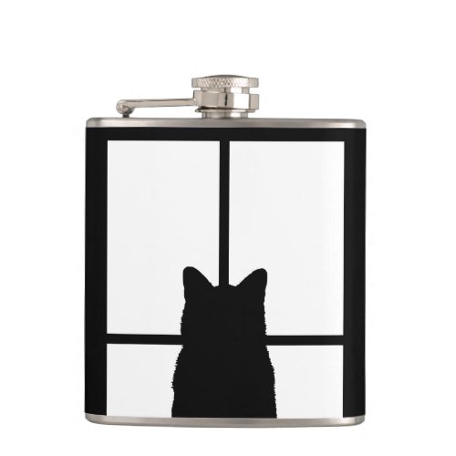 Window Black Cat Click to Customize a color decor Hip Flask