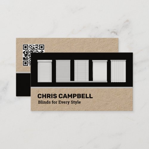 Window Blinds Custom QR Kraft Business Card