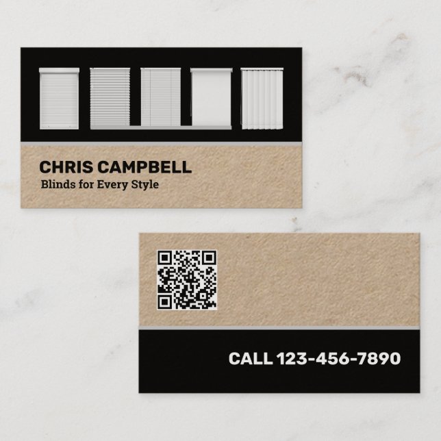 Window Blinds Custom QR Kraft Business Card (Front/Back)