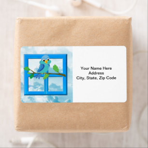 Window Blue Bird  Labels