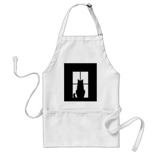 Window Cat Click to Customize Color Background Adult Apron