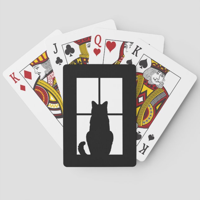 Window Cat Click to Customize Color Background Poker Cards (Back)