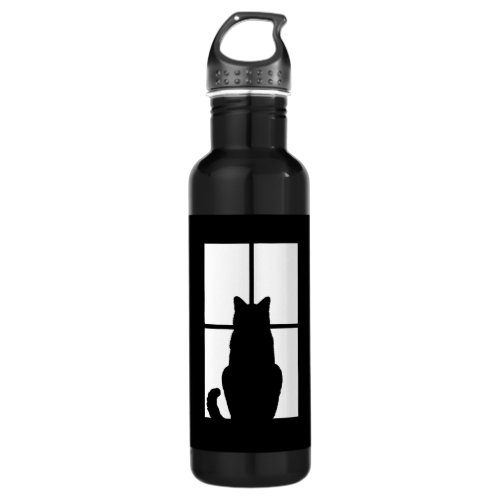 Window Cat Click to Customize Color Decor Stainless Steel Water Bottle