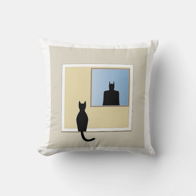Window Cat Throw Pillow (Front)