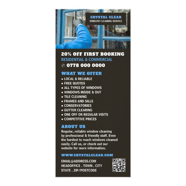 Window Clean, Window Cleaning Service Price List Rack Card (Front)