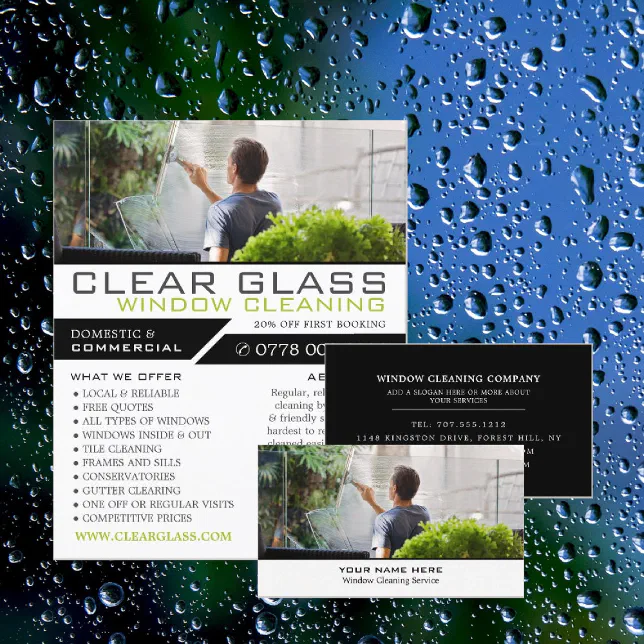 Window Cleaning Adds Window Cleaner, Cleaning Service Advertising Flyer | Zazzle