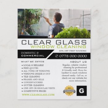 Window Cleaner  Cleaning Service Advertising Flyer by TheBusinessCardStore at Zazzle