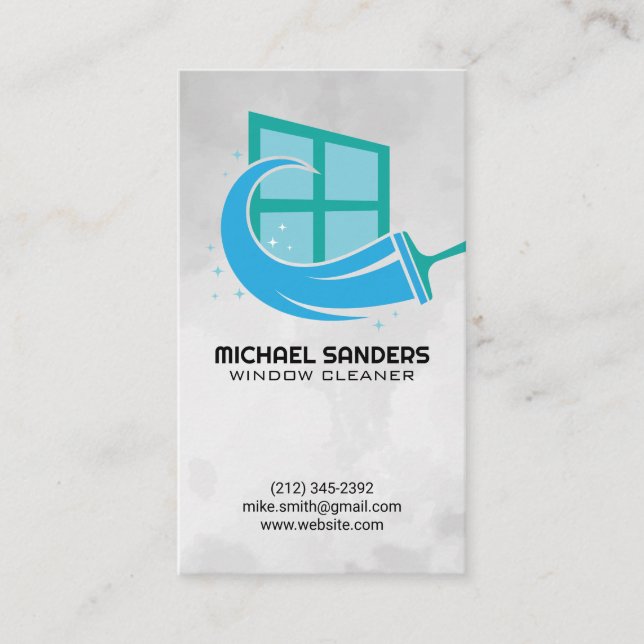 Window Cleaner Logo | Home Services Business Card (Front)