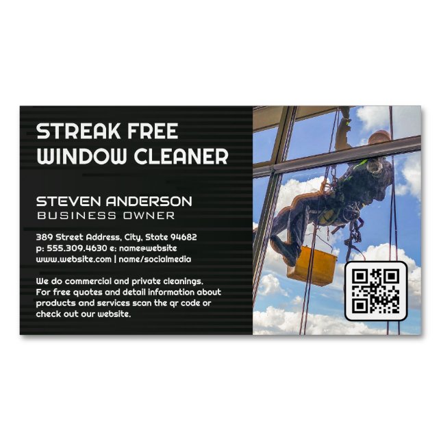 Window Cleaner | Office Building Business Card Magnet (Front)