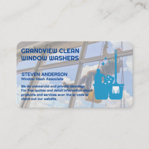 Window Cleaner on Building   Commercial Cleaning Business Card