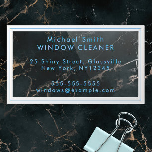 Window Cleaner Personalized Blue White Text Clear Business Cards