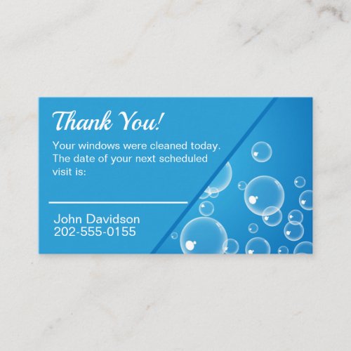 Window Cleaner Thank You Next Visit Business Card