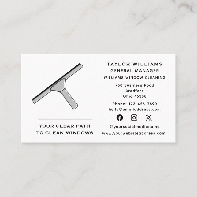 Window Cleaner Washing Cleaning Clean Social Media Business Card (Front)