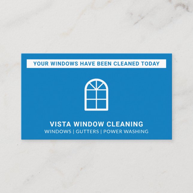 Window Cleaner Windows Cleaned Today Blue Business Card (Front)