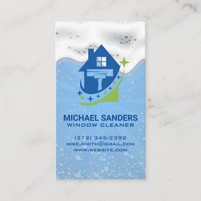 Window Cleaners | House Squeegee | Soap Business Card (Front)