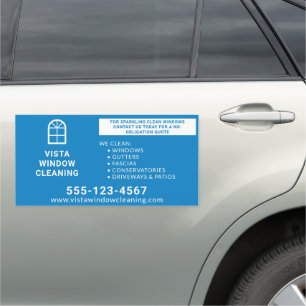 Window Cleaning Arched Window Blue 12"x24" Car Magnet