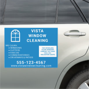 Window Cleaning Arched Window Blue 18"x24" Car Magnet