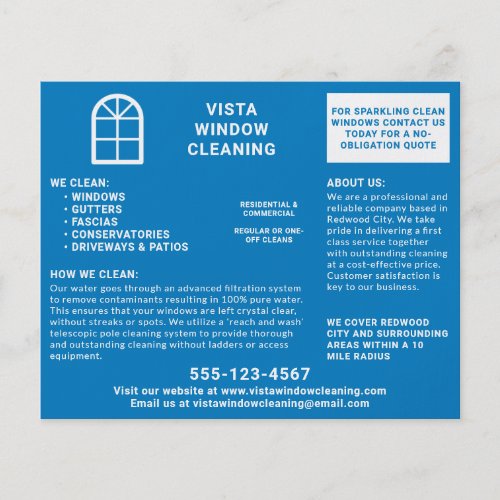 Window Cleaning Arched Window Blue Advertising Flyer