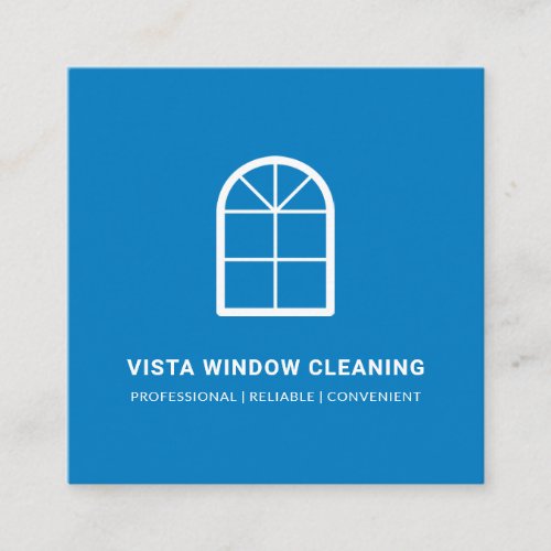 Window Cleaning Arched Window Modern Blue Square Business Card