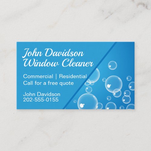 Window Cleaning Blue Water Bubble Business Card