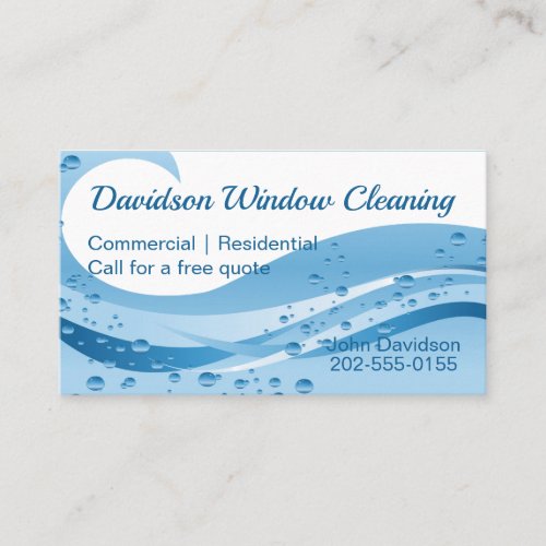 Window Cleaning Blue Water Wave Business Card