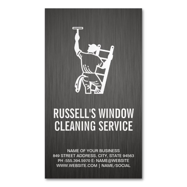 Window Cleaning Service Business Card Magnet (Front Vertical)