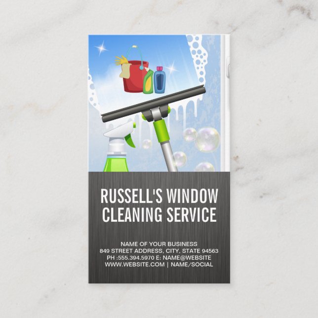 Window Cleaning Service | Clean Icon Business Card (Front)