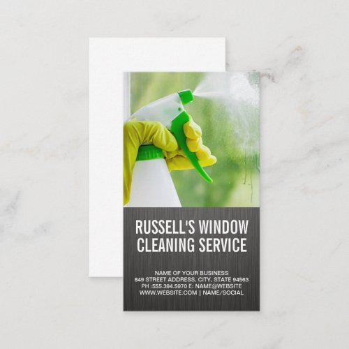 Window Cleaning Service  Cleaner Spraying Glass Business Card