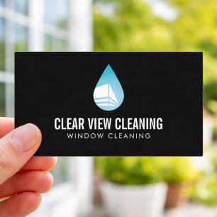 Window Cleaning Service Modern Logo Black Business Card