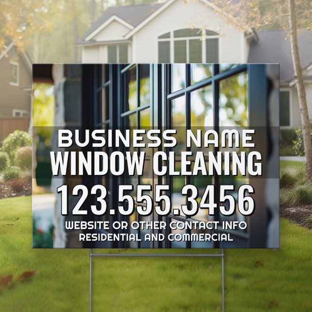 Window Cleaning Service - Phone Number and Photo Sign (Custom Business Logo Yard Sign)