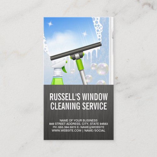 Window Cleaning Service  Squeegee and Soap Business Card