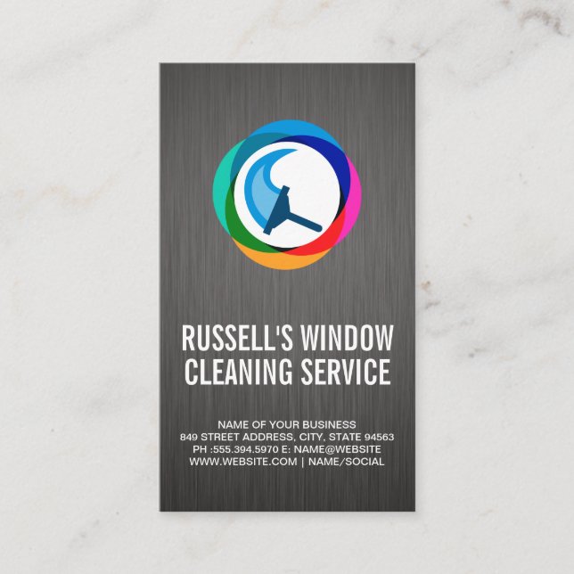 Window Cleaning Service | Squeegee Logo Business Card (Front)