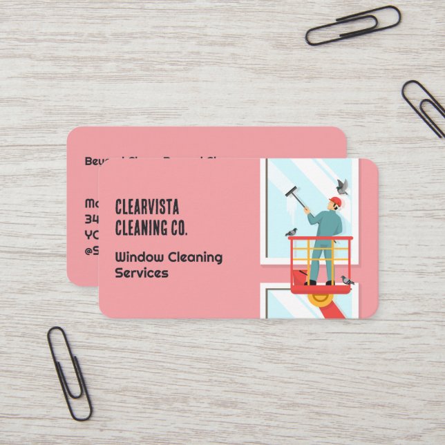 Window Cleaning Services Business Card (Front/Back In Situ)