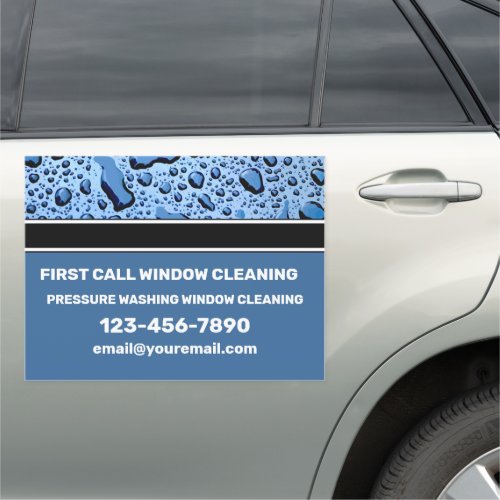 Window Cleaning Water Drops Magnetic Car Signs
