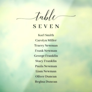 Window Cling Elegant Wedding Seating Chart Sign