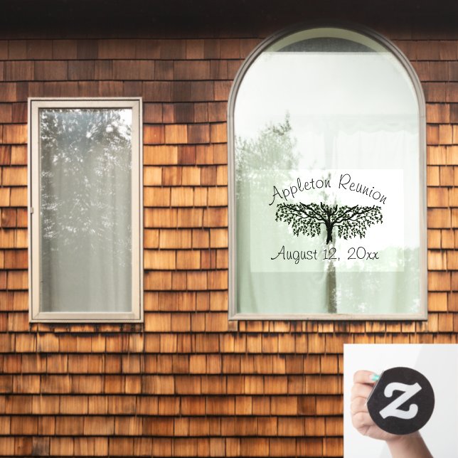 Window Cling -  Oak Tree and Event Name Dates (Home Window)
