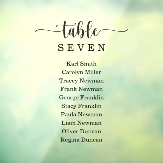 Window Cling Rustic Wedding Seating Chart Sign Zazzle