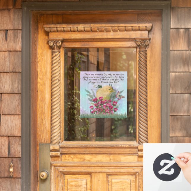 Window cling with bible verse and nature scene (Home Door)