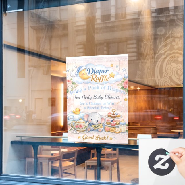 Window Clings Baby Shower Teddy Tea Party | Cute (Cafe Window)