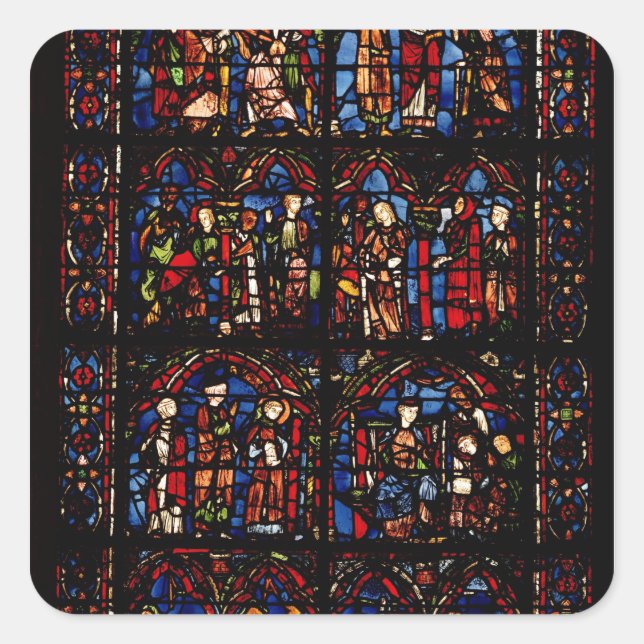 Window depicting scenes square sticker (Front)