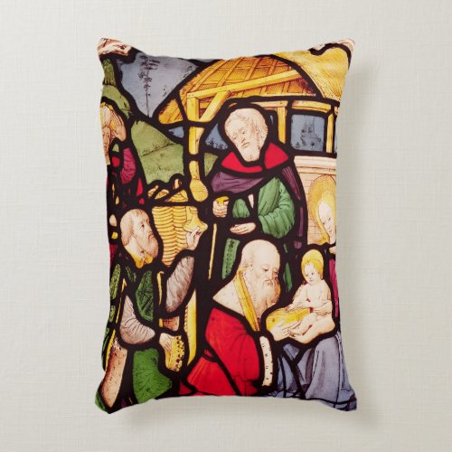 Window depicting the Adoration of the Magi Decorative Pillow