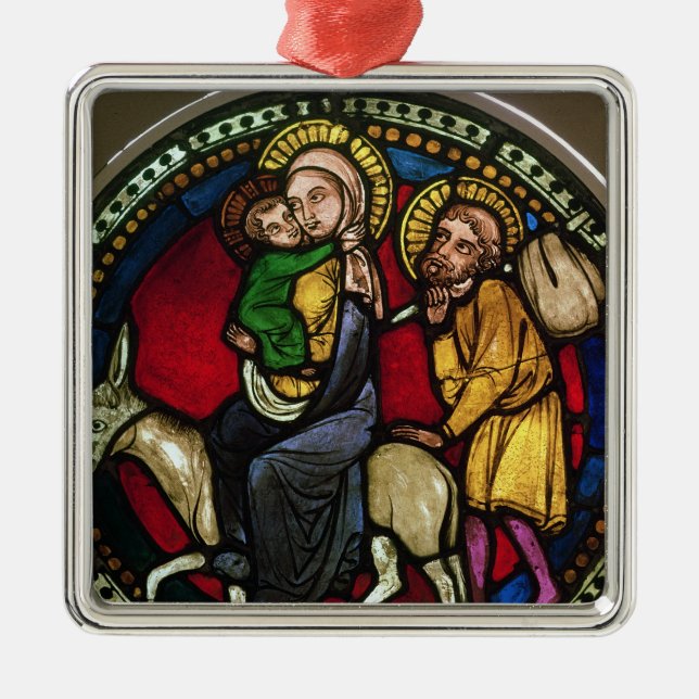 Window Depicting the Flight into Egypt Metal Ornament (Front)