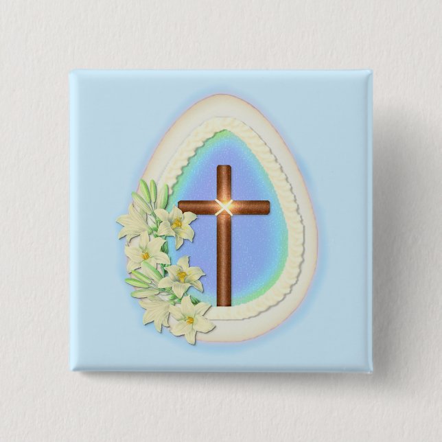 Window Egg and Cross Pinback Button (Front)
