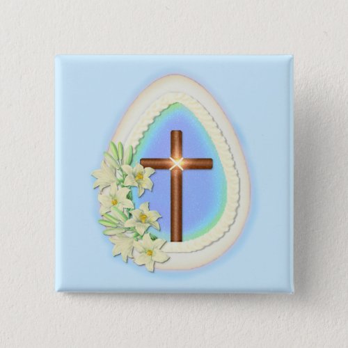 Window Egg and Cross Pinback Button