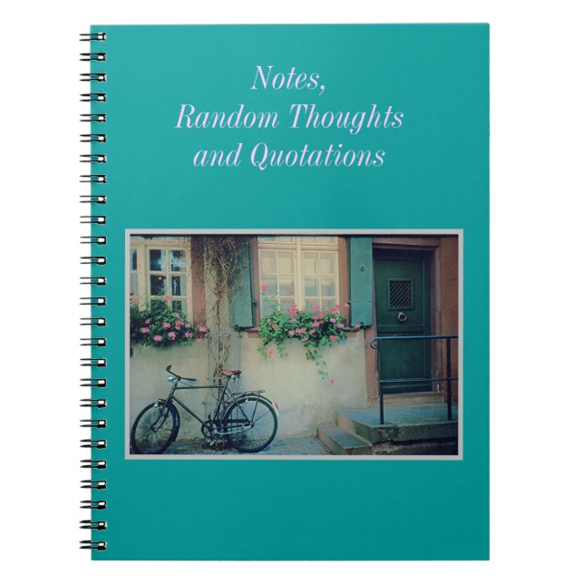 Window Flower Boxes, Shutters, Bicycle, Europe Notebook (Front)