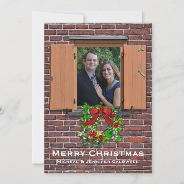 Window Frame Christmas Photo Card (Front)