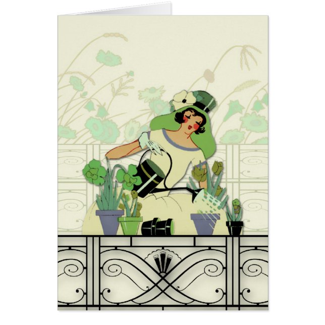 WINDOW GARDEN, ART DECO LADY: SUMMER GREENS CARDS (Front)