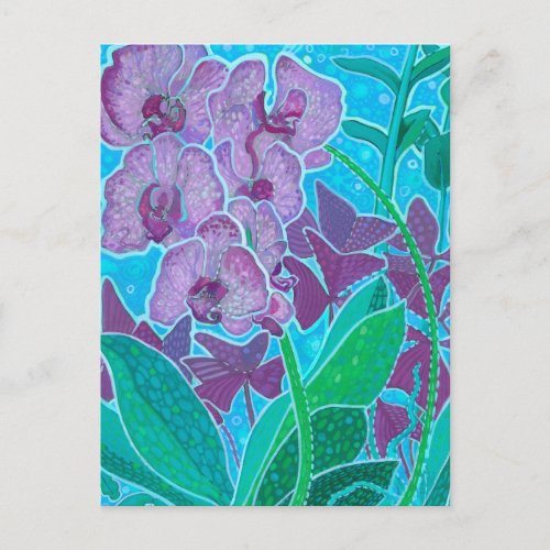 Window Garden Orchid Flowers Floral Art Painting Postcard